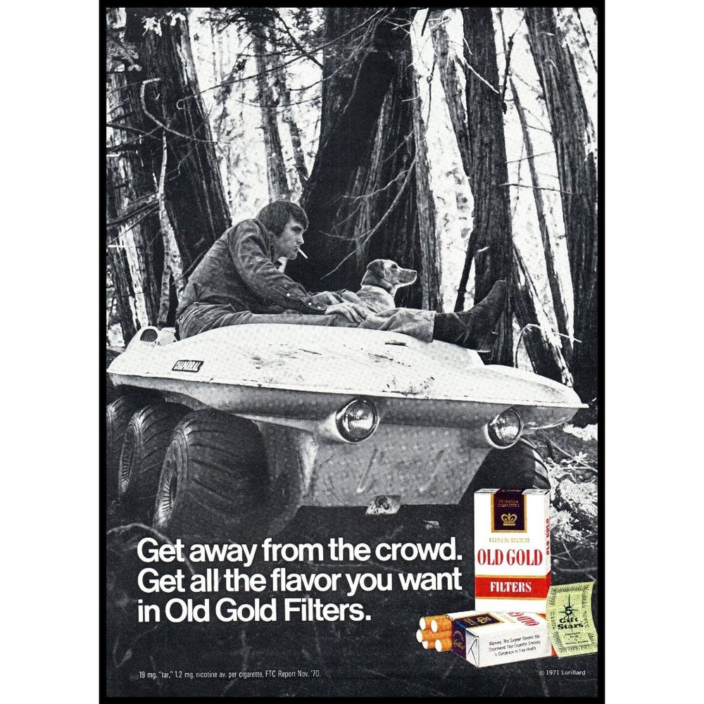 1971 Old Gold Cigarettes Chaparral 6x6 Amphibious ATV Vintage Print Ad Photo